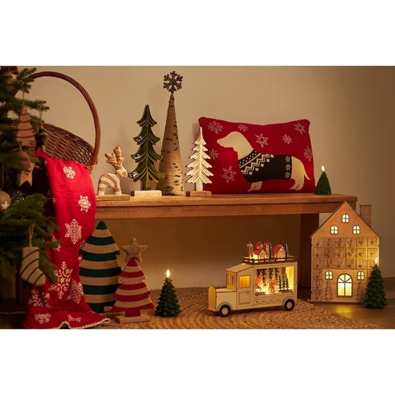 Плед Tkano New Year Essential Fluffy Snowflakes, 100% хлопок красный (130x180 см)